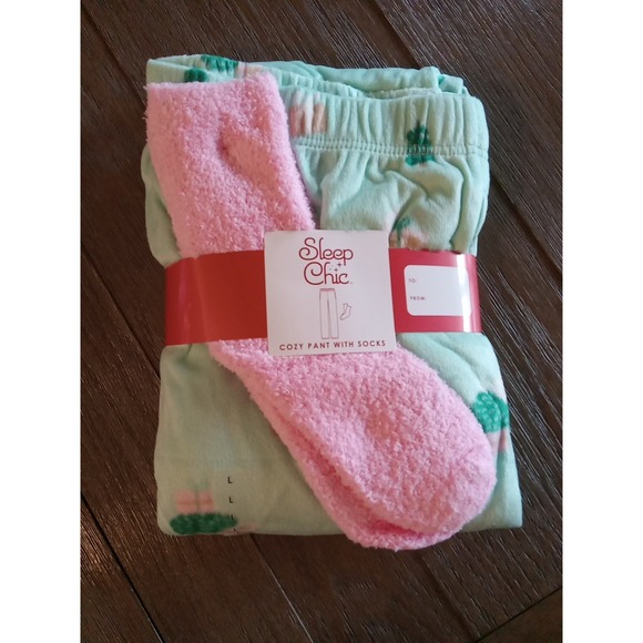 Sleep Chic Other - Sleep Chic Cozy Pants with Socks Women's Size Large Mint Hedgehog NWT